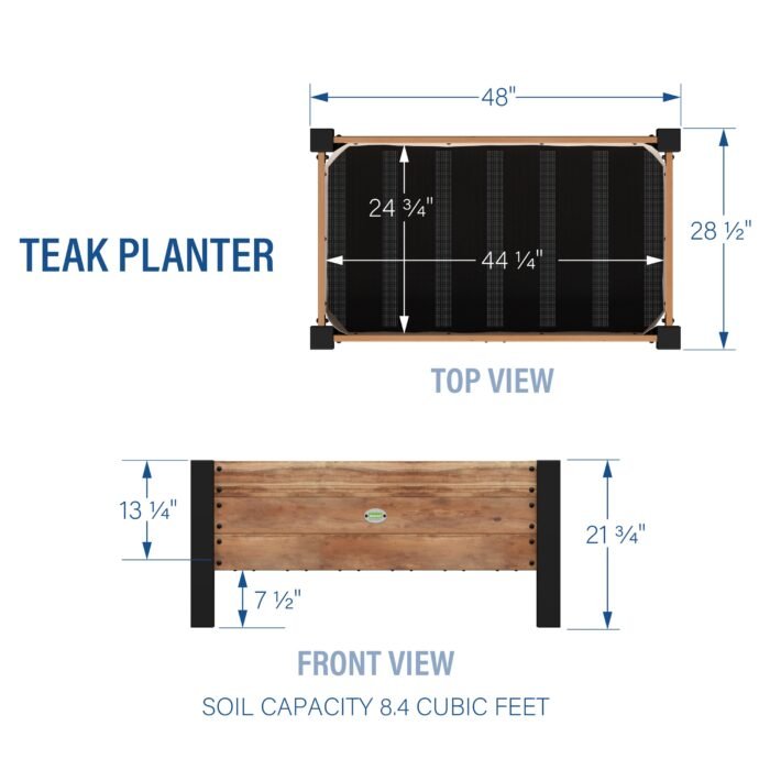 Teak Planter Diagram INCHES